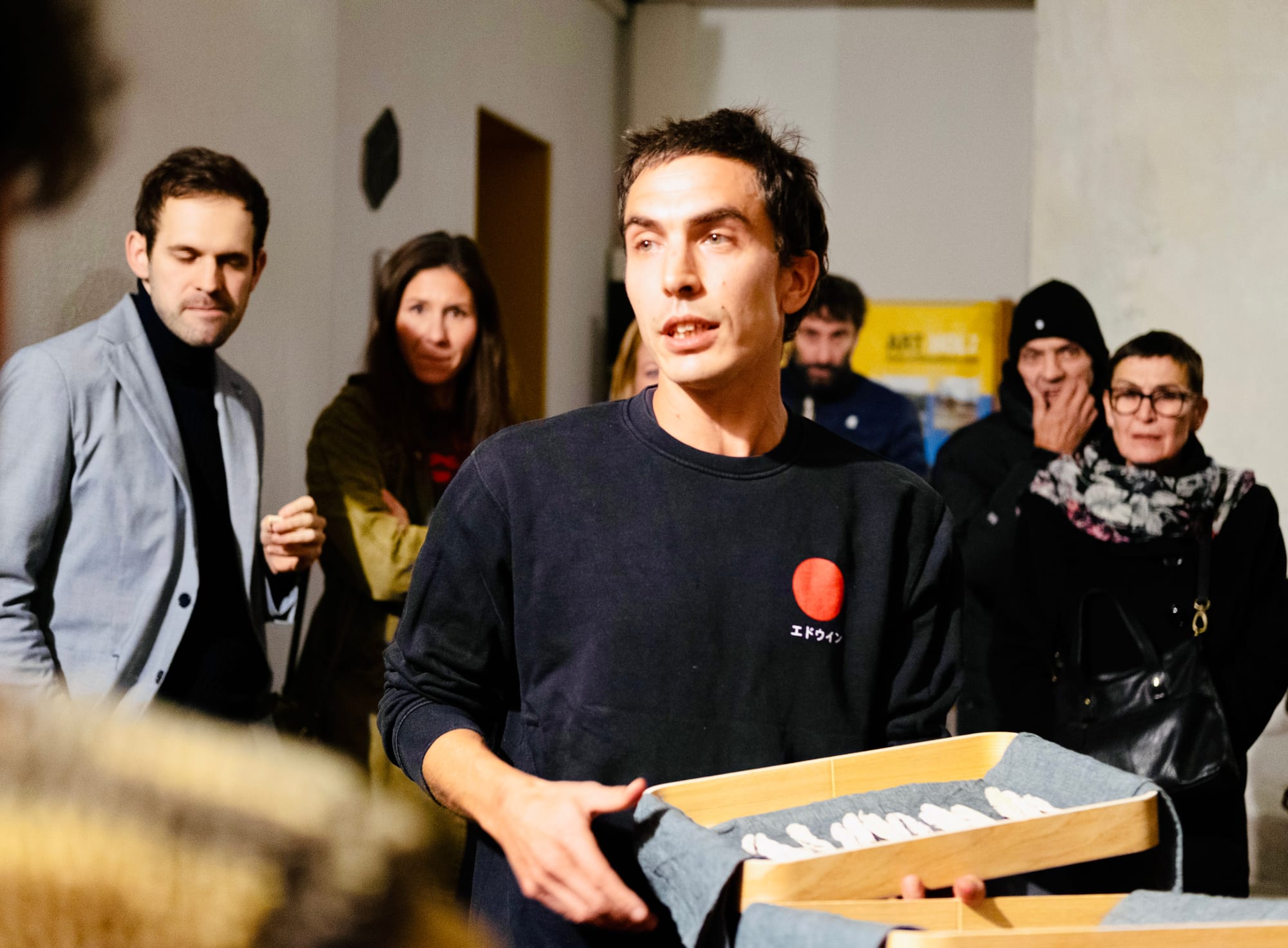Giacomo Lorandi, handing out starters as part of a fermentation workshop