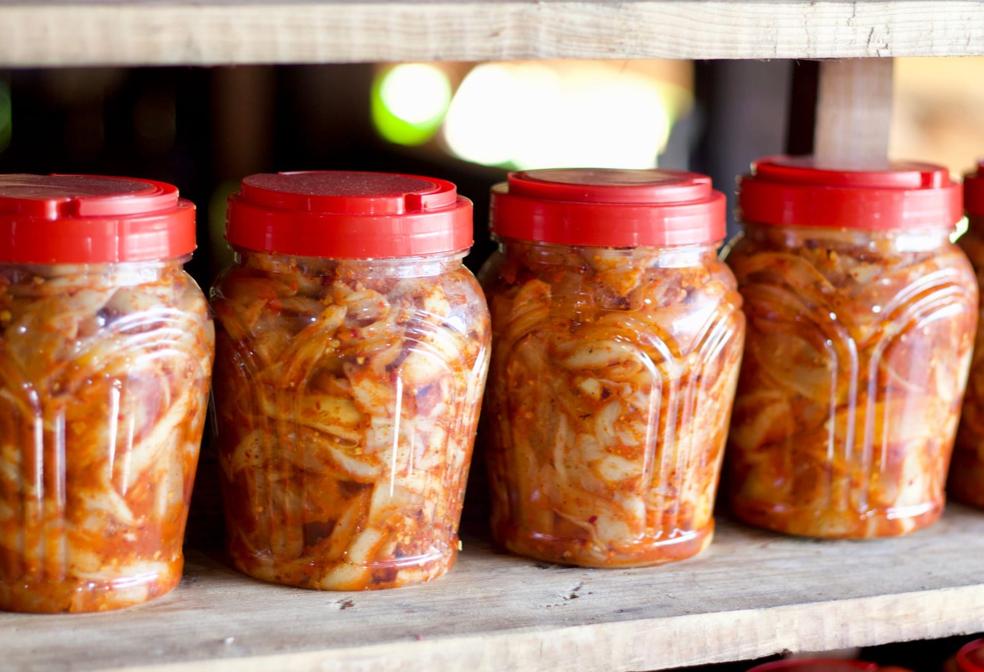 Fermented vegetables in glass jars