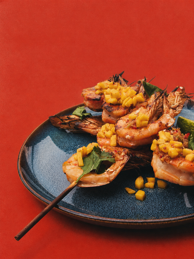 Grilled Prawn Skewers with Mango Achcharu