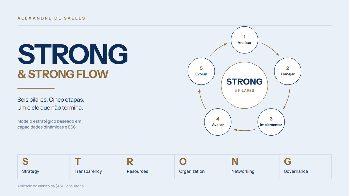 Capa do artigo STRONG e STRONG FLOW: modelo estratégico baseado em capacidades dinâmicas e ESG, de Alexandre de Salles