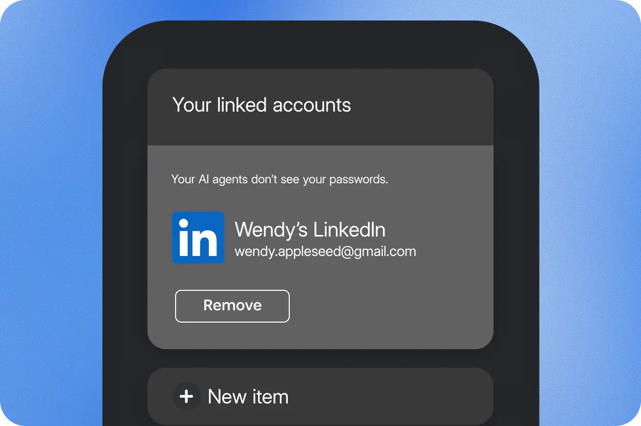 Step 3: linked accounts, where agents don't see your passwords