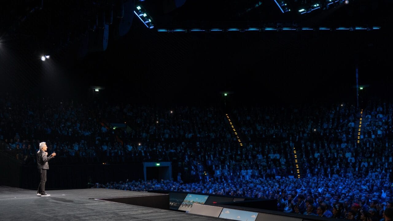 Jensen Huang on stage at the GTC Berlin 2026 keynote
