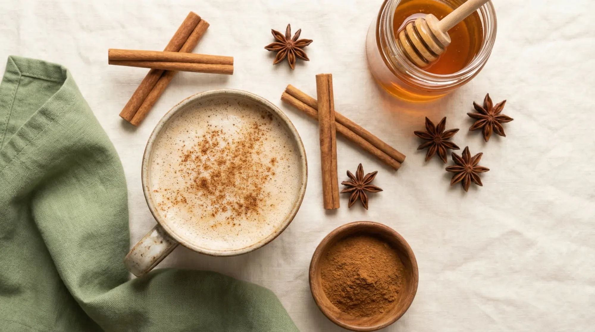 Cinnamon blood sugar support latte with Ceylon cinnamon sticks and honey
