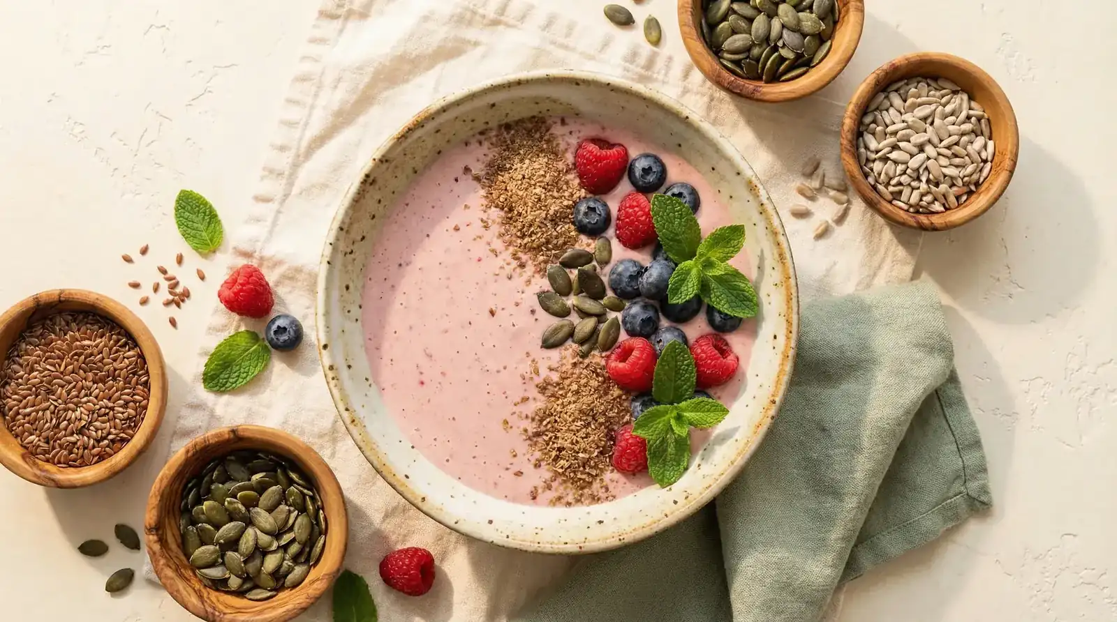 Maca fertility smoothie with seeds and banana