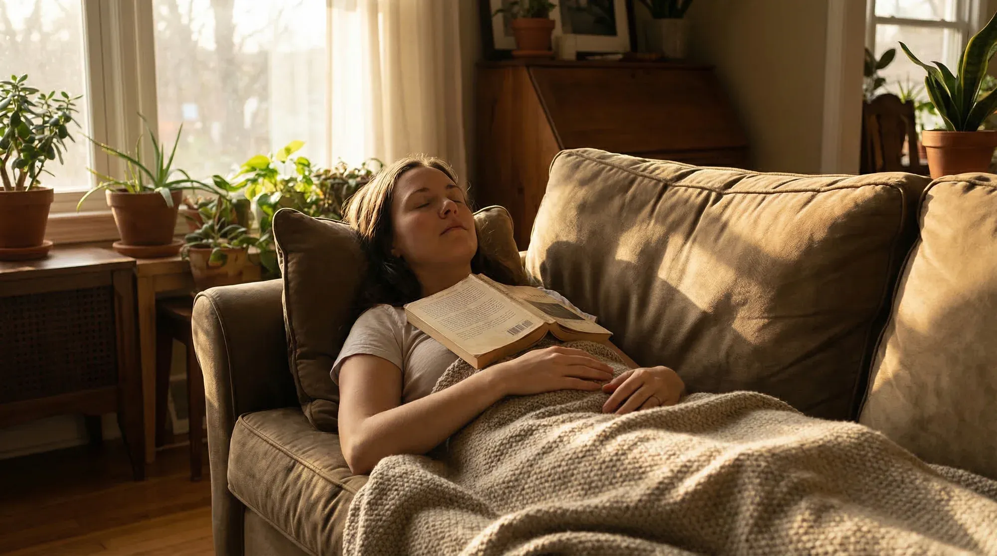 Woman practising calm breathing during early pregnancy