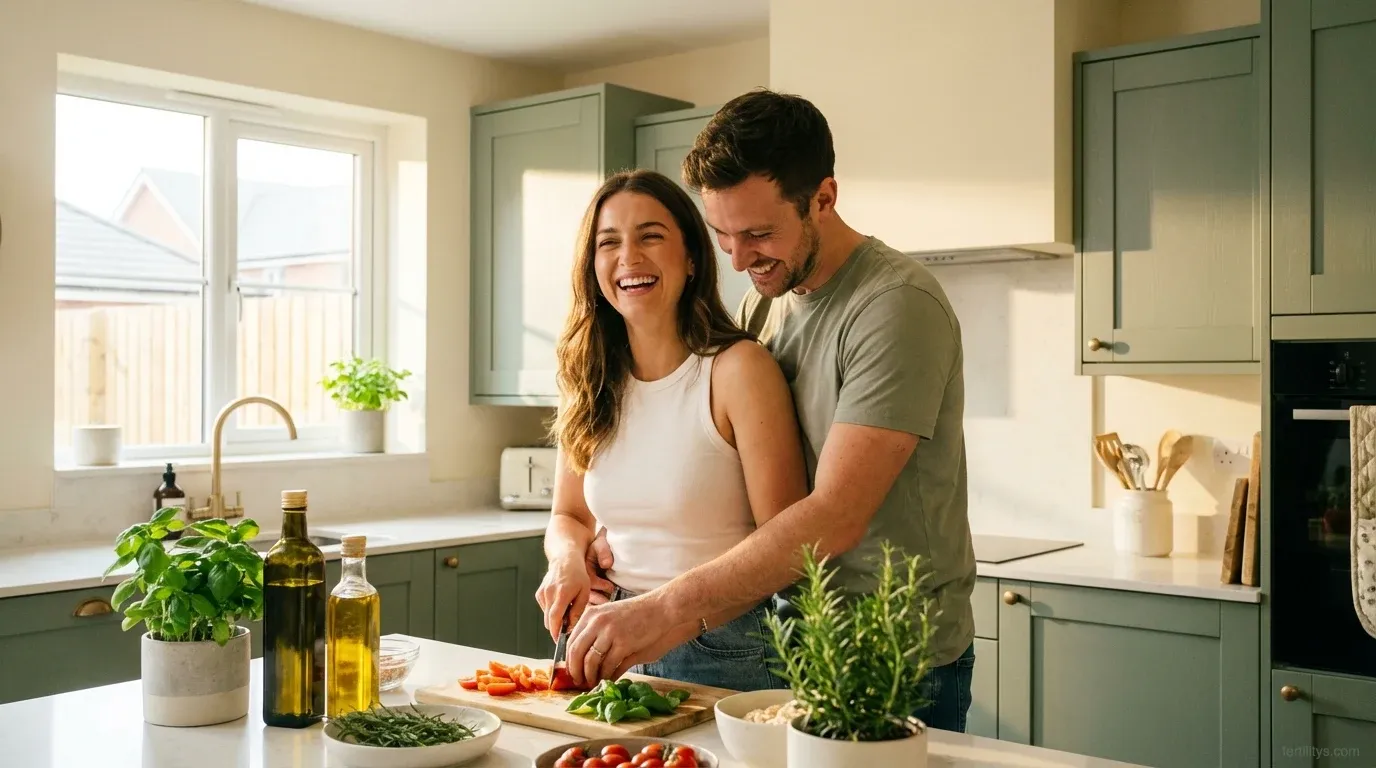 Mediterranean cooking with fresh vegetables and olive oil for fertility