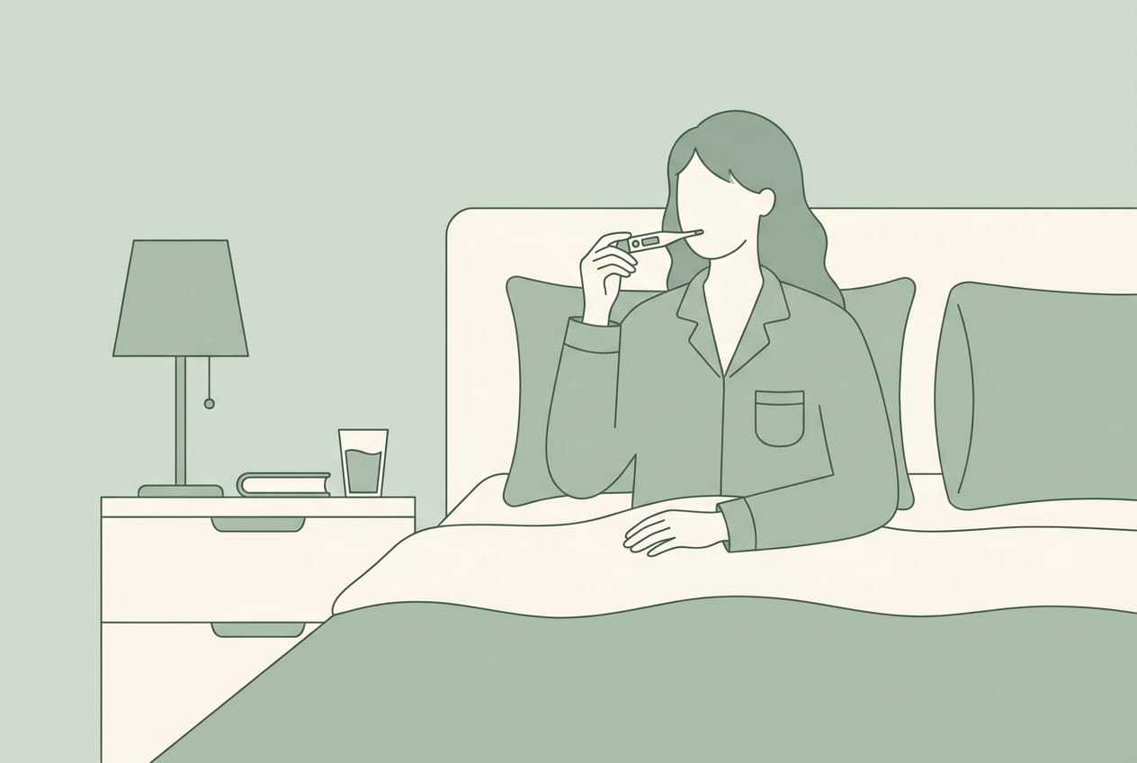 Woman taking basal body temperature first thing in the morning