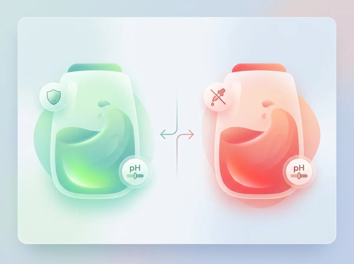 Visual comparison of pH levels between healthy cervical mucus and conventional lubricants