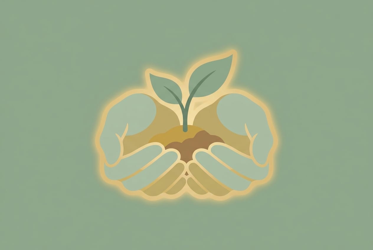 Hands cupped around a growing sprout symbolising hope in fertility