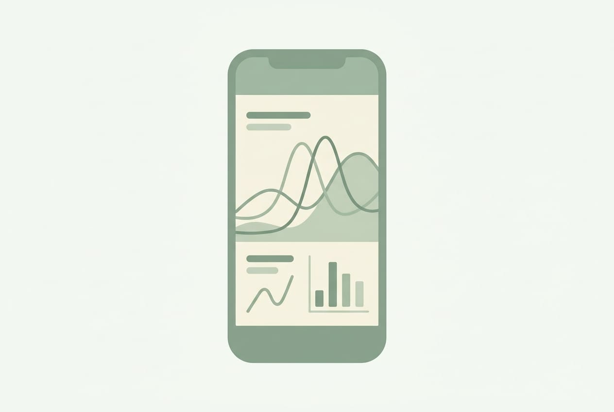 Fertility hormone curves shown on a smartphone app