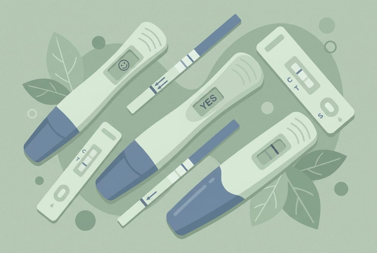 Various fertility monitoring devices and test strips