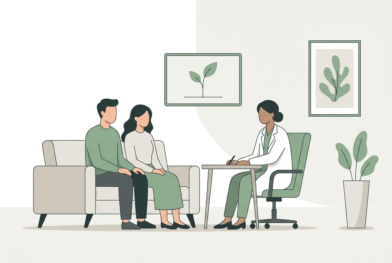 A couple having a fertility consultation with their doctor