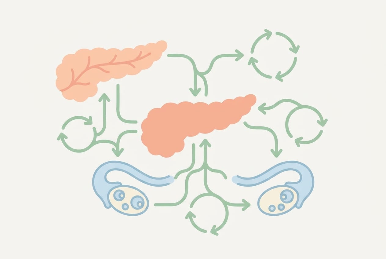 Metabolic pathways between the pancreas and ovaries in PCOS