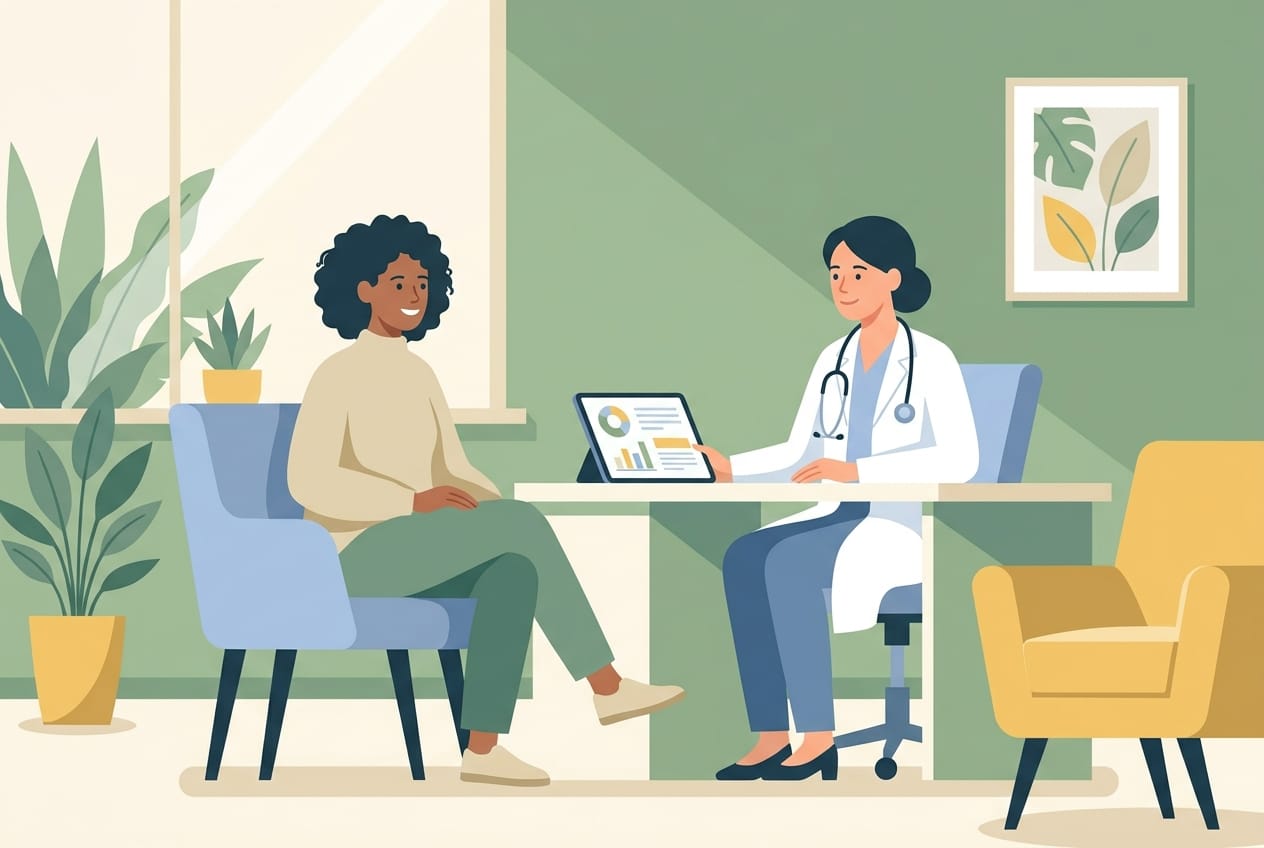 Woman speaking with a doctor about emergency contraception options