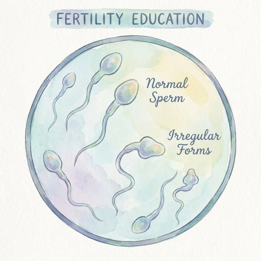 Watercolour illustration of microscope view of sperm cells