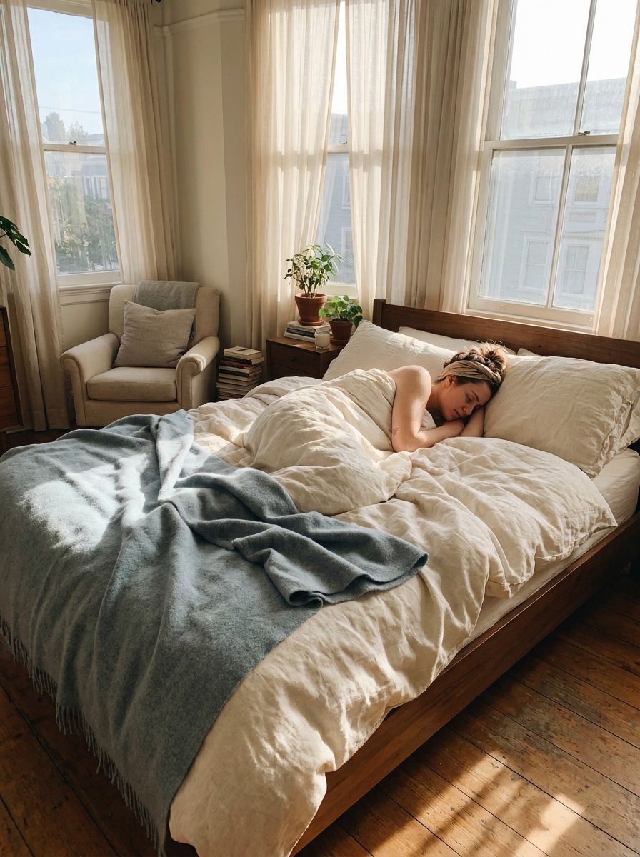 Woman sleeping peacefully to support fertility hormones