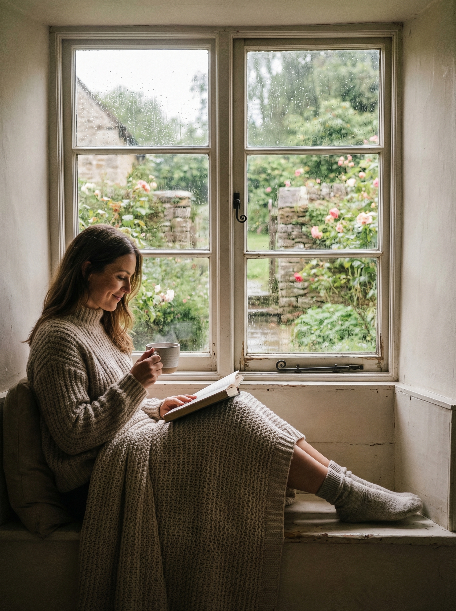 Woman reviewing fertility test results in a warm, modern wellness clinic
