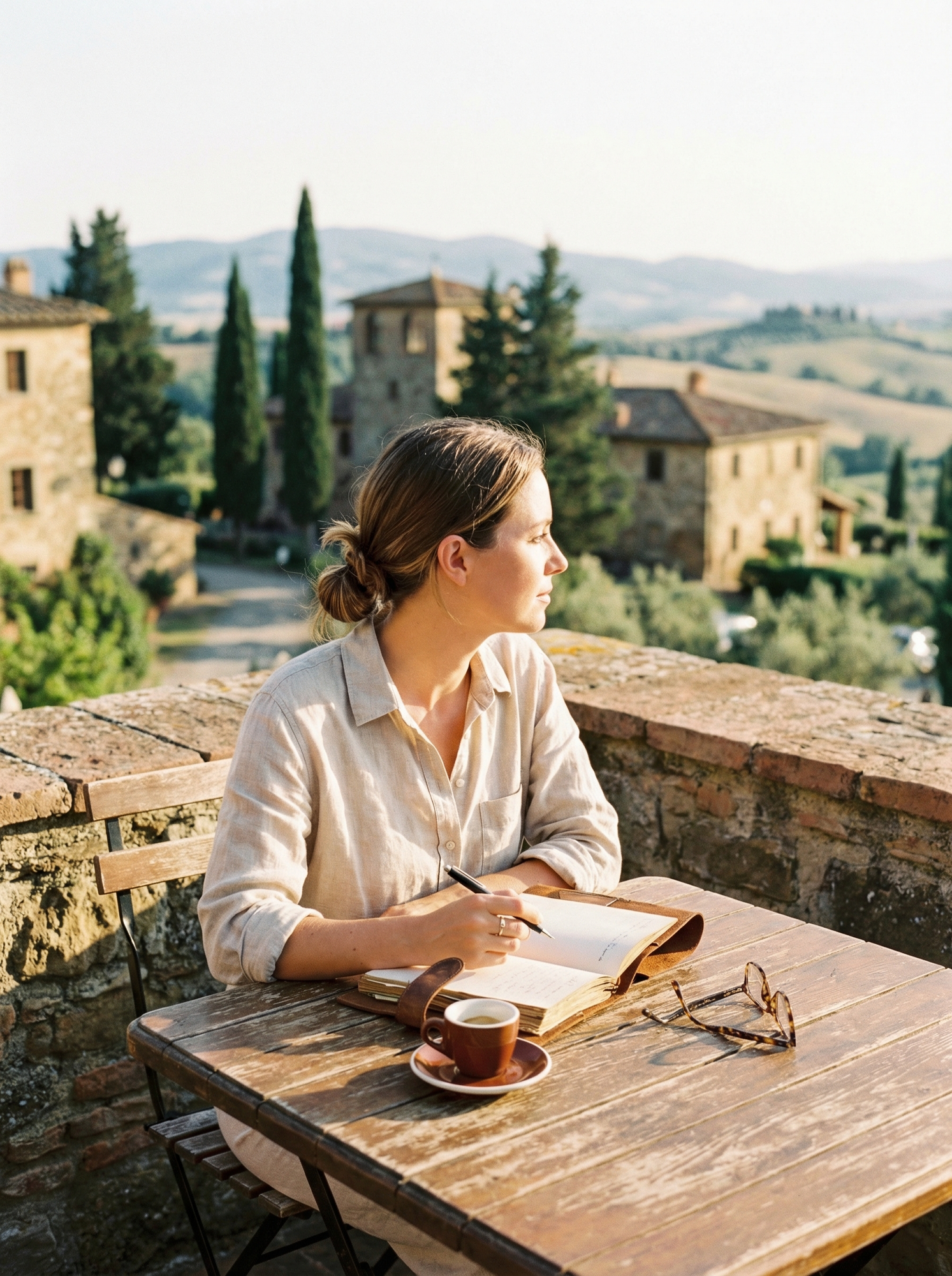 A hand holding an ovulation test strip in soft morning light with natural bathroom setting