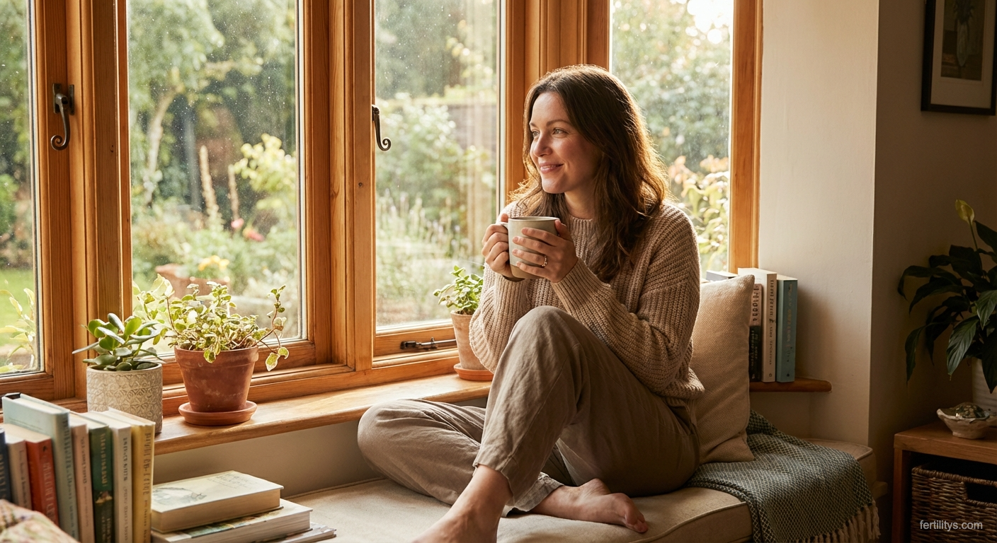 Illustration representing fertility after 35 with warm, supportive imagery