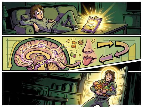 "Set, snacks, and the brain circuit in between. (Illustration)"