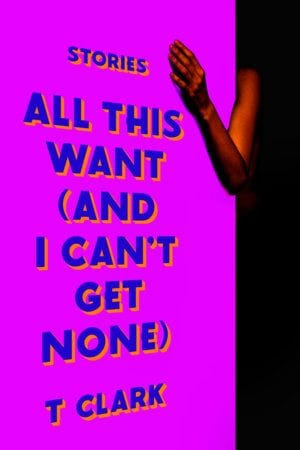 Cover image of a person's arm reaching out of darkness and around the side of a lavender background with the title and author's name in blue block font shadowed with red-orange.