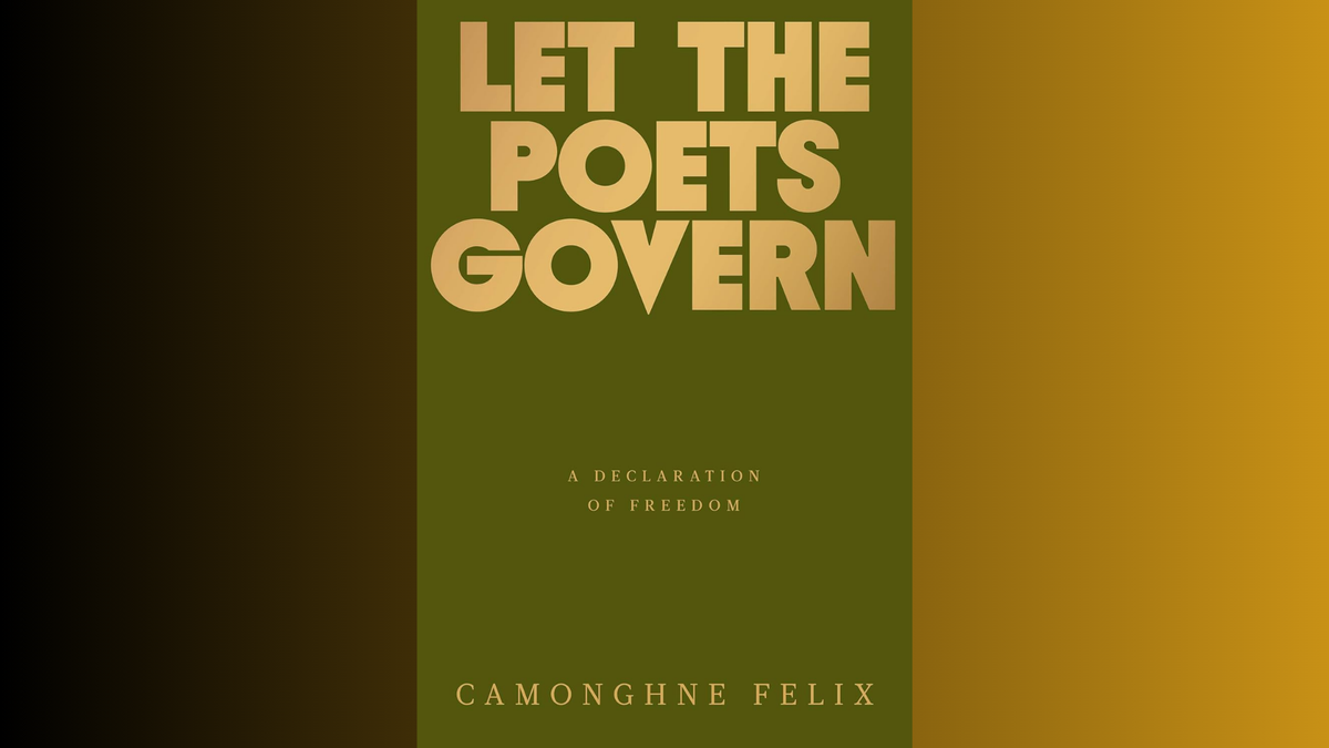 Cover of Let the Poets Govern, with gold blocky text on an olive-green background, itself laid onto a brown-to-gold gradient background.
