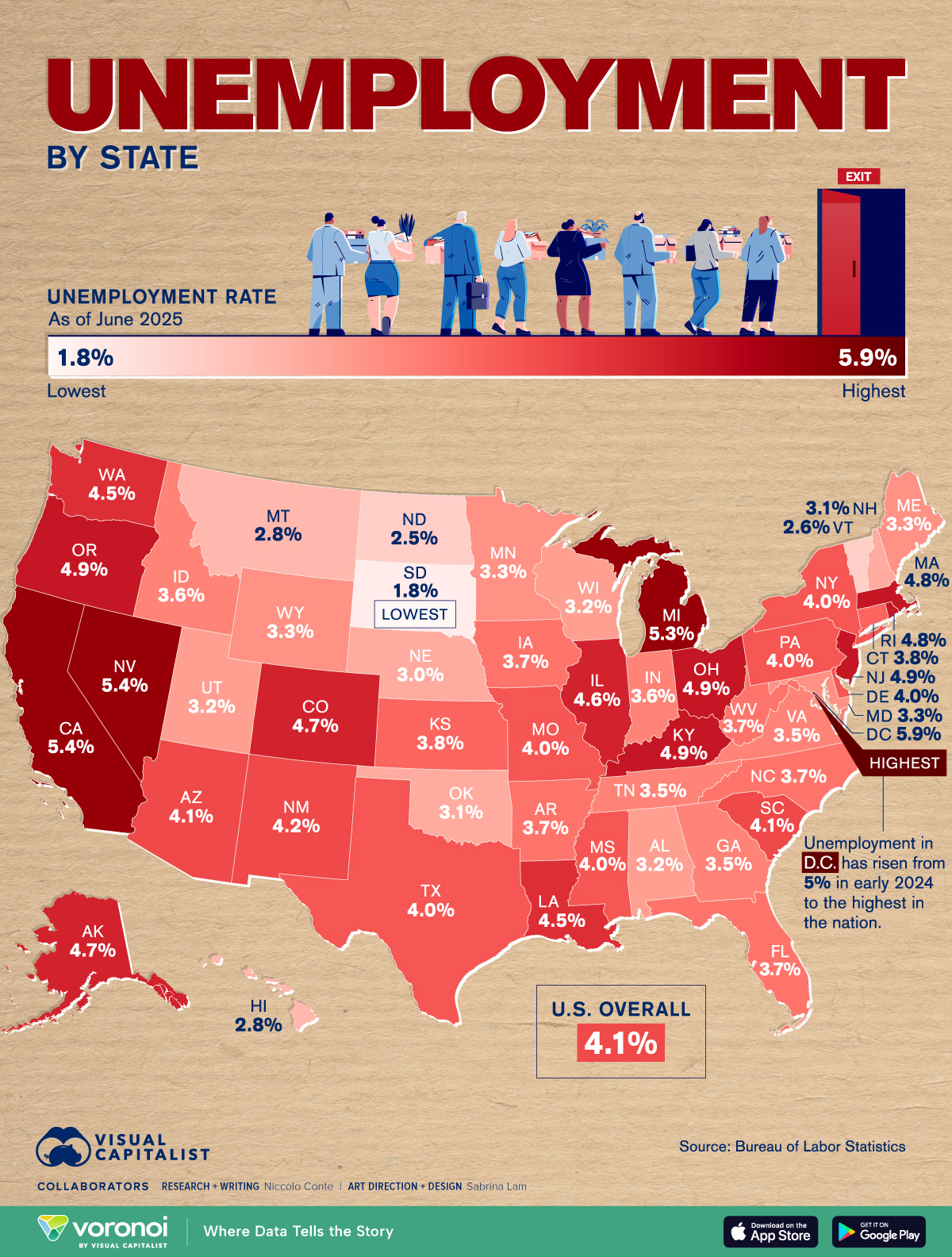 Map of unemployment rate by state