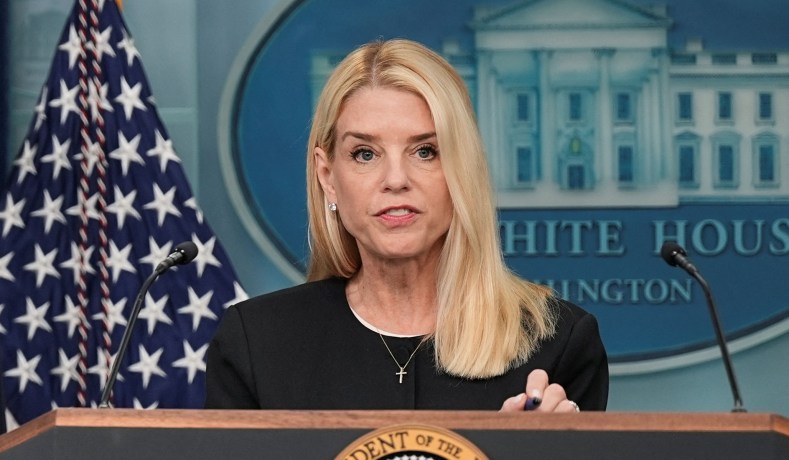 Attorney General Pam Bondi speaks to the media