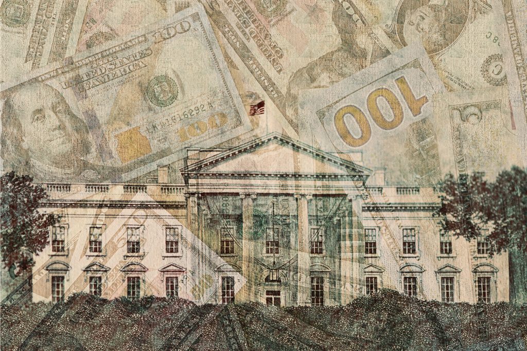 Cash superimposed on the White House