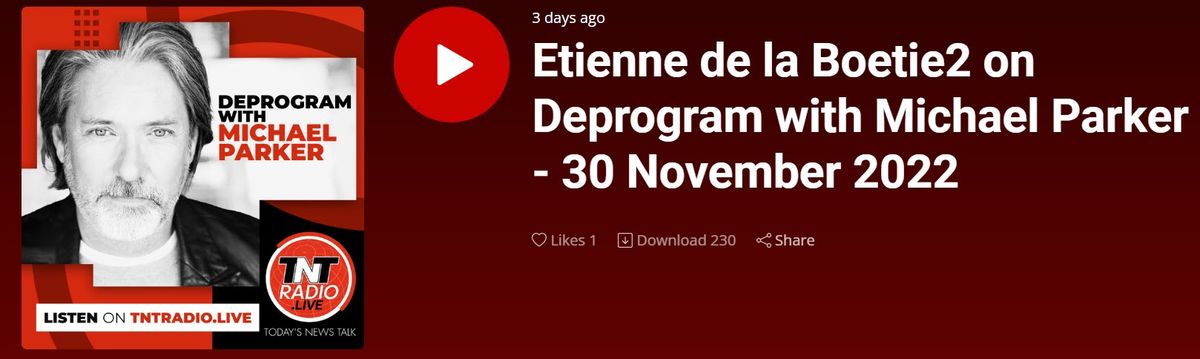 Etienne talks about "Died Suddenly" with TNT Radio's Michael Parker