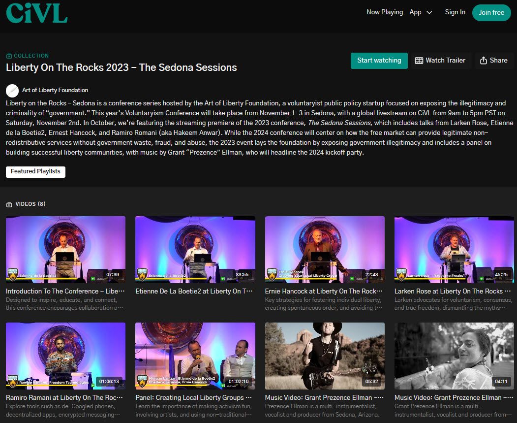 Liberty on the Rocks - 2023 - Now Streaming on CiVL - The New Streaming Platform for Intellectuals, libertarians and Voluntaryists