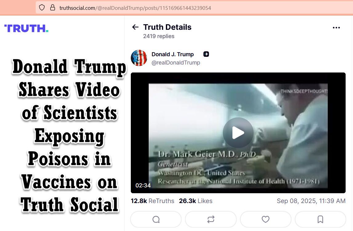 Trump Tweets Drs. David & Mark Geier Video Exposing Neurological Toxin in Vaccines