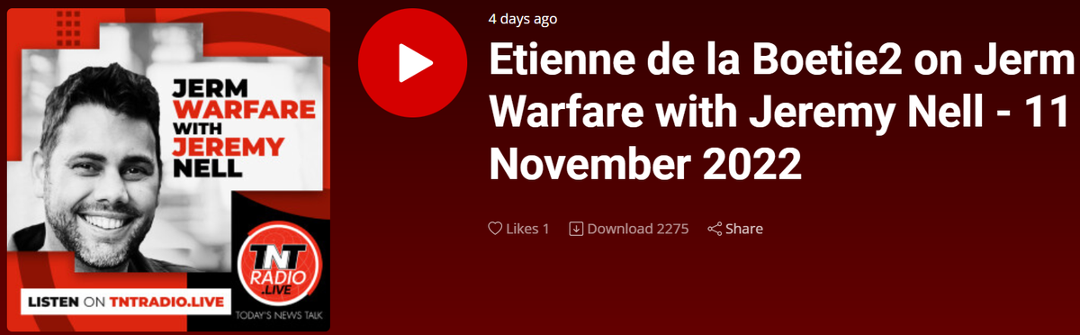 Etienne de la Boetie2 on Jerm Warfare with Jeremy Nell