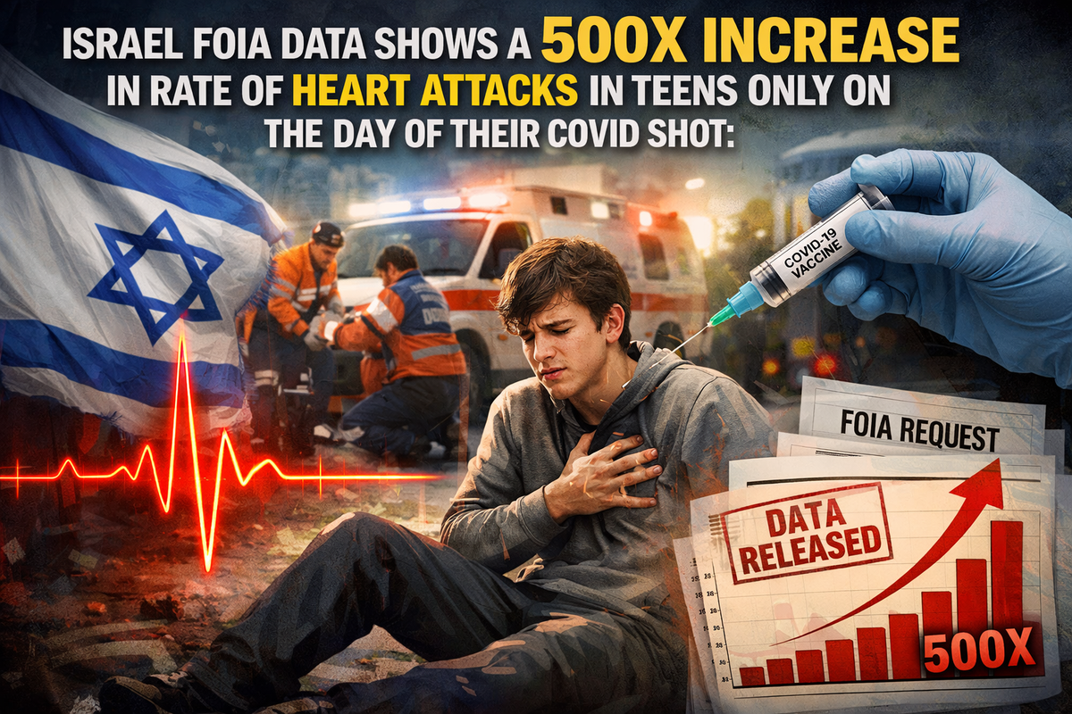 Israel FOIA data shows over a 500X increase in rate of heart attacks in teens on the day of their COVID shot. So they deleted the records. No one in government calls for an investigation.