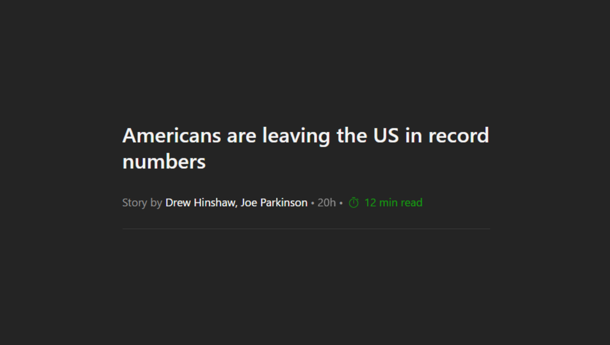 Americans are leaving the US in record numbers