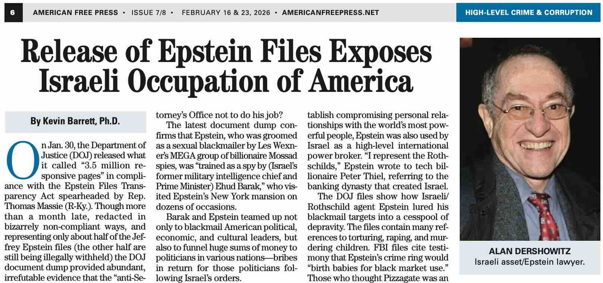 Epstein Files Expose Israeli Occupation of America