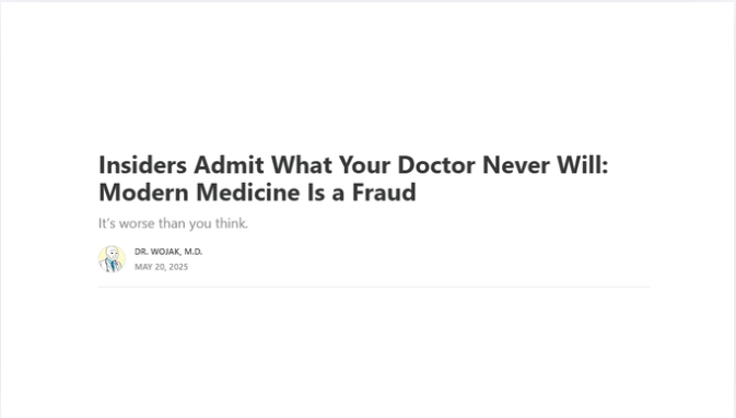 Insiders Admit What Your Doctor Never Will: Modern Medicine Is a Fraud