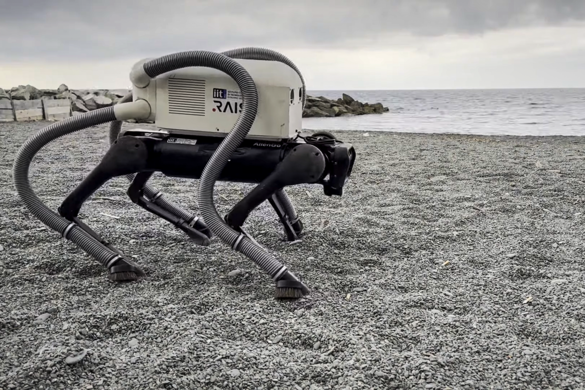 Watch: Vacuum-footed robot dog cleans up the beach