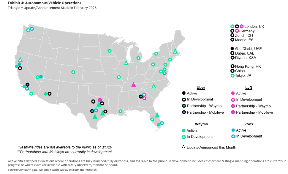 Map Shows Latest U.S. Robotaxi Deployment