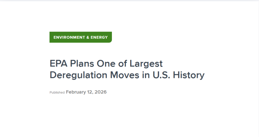 EPA Plans One of Largest Deregulation Moves in U.S. History