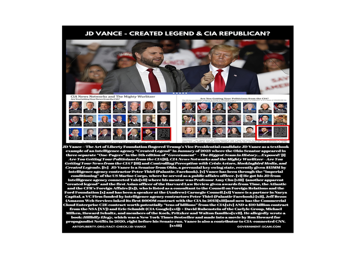 Trump "Picks" CIA/CNN-Connected “Created Legend” JD Vance as Vice President... After Vance Called him a "Total Fraud" & "America's Hitler"