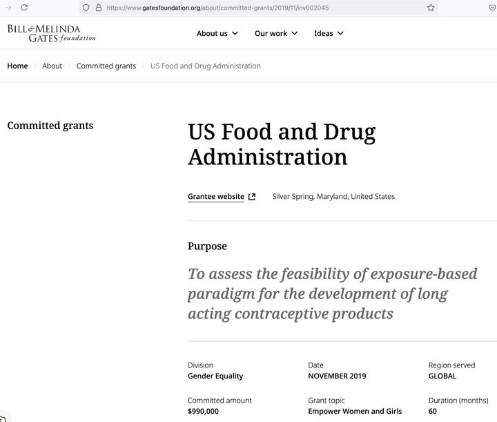 The BMGF and the FDA: working together on biodefense and population control