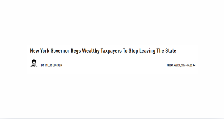 New York Governor Begs Wealthy Taxpayers To Stop Leaving The State