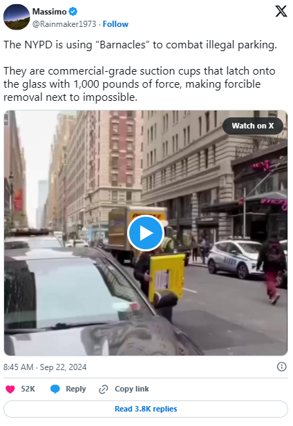 The NYPD is using “Barnacles” to combat illegal parking.