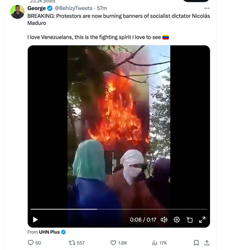 Venezuela In Full-Scale Counter-Communist Uprising: Maduro Banners Set On Fire, Chavez Statues Toppled, As Protesters Breach Barricades To Maduro's Home; Maduro Has Activated Military Crackdown