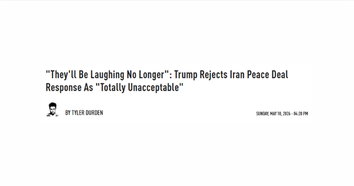 "They'll Be Laughing No Longer": Trump Rejects Iran Peace Deal Response As "Totally Unacceptable"