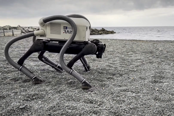 Watch: Vacuum-footed robot dog cleans up the beach