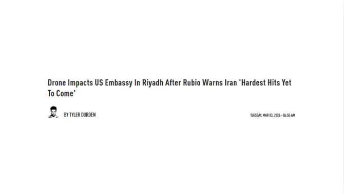 Drone Impacts US Embassy In Riyadh After Rubio Warns Iran 'Hardest Hits Yet To Come'