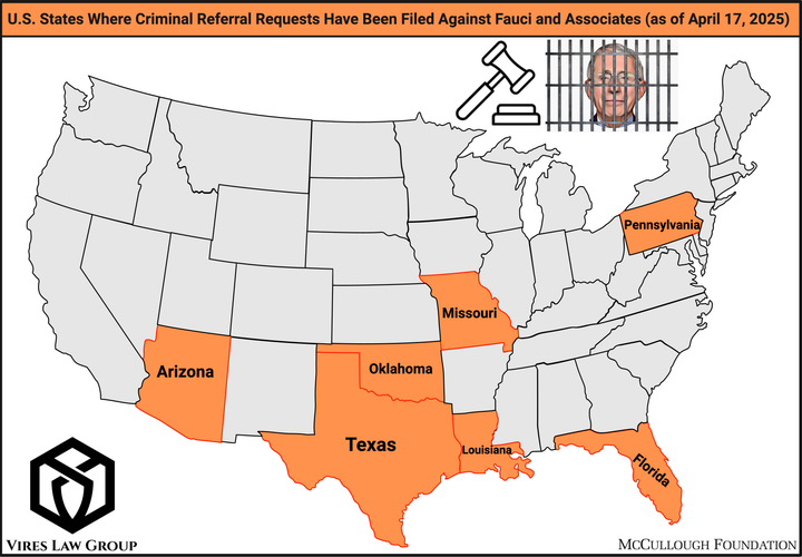 Criminal referral requests have been filed against Anthony Fauci and top COVID officials in SEVEN states — Accused of MURDER, TERRORISM, RACKETEERING, FRAUD, ABUSE, and more