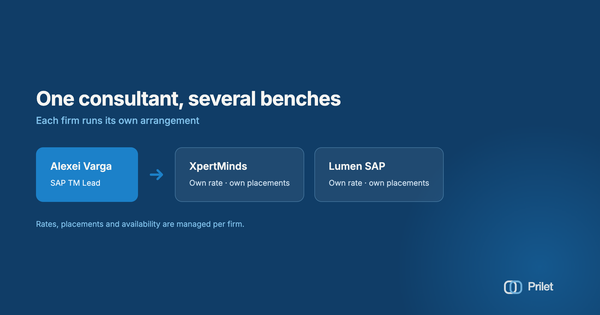 A consultant can be on more than one firm's bench